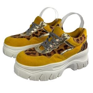 Retro Y2K Platform Animal Print Sneakers Spice Girls Womens SIZE 6 Bamboo Shoes